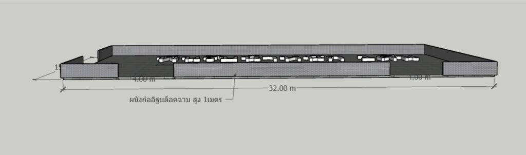 โกดังน็อคดาวน์ กว้าง15x32x6 เมตร พื้นรับน้ำหนัก 1 ตัน